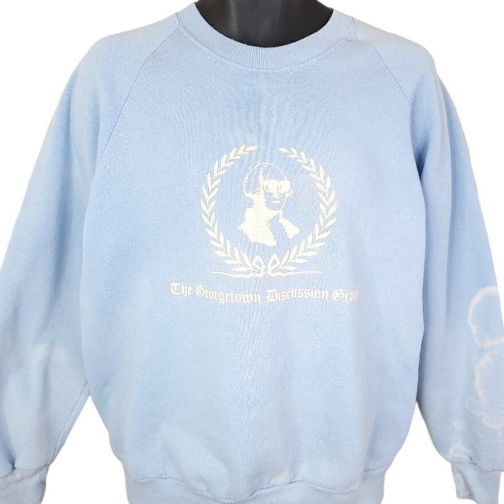 Georgetown Hoyas Sweatshirt Vintage 80s Discussion Group Made In USA Mens Size L